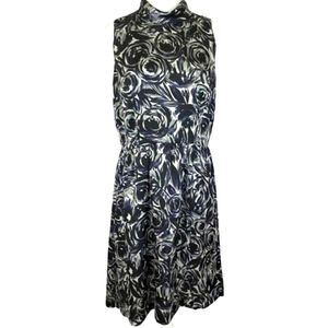 Ann Taylor Black and White Floral Midi Dress